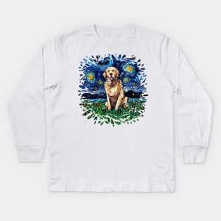 Golden Retriever Night (splash version) Kids Long Sleeve T-Shirt